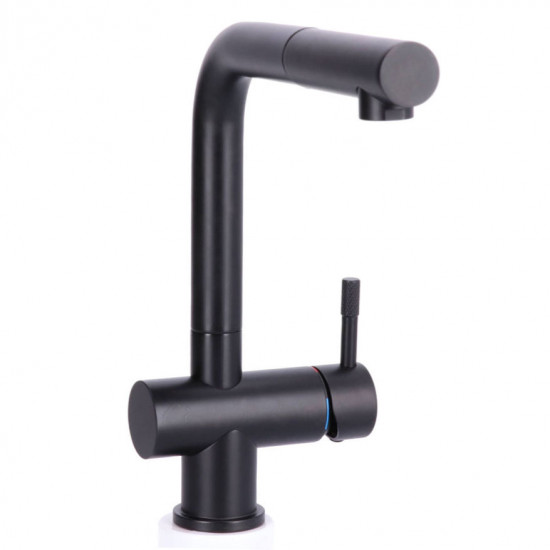 Keukenkraan Black massief RVS met uitloop inclusief 3M Waterfilter